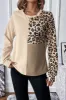 Pale Khaki Leopard Colorblock Waffle Knit Top sold by Charming Charlie