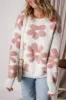 Vintage Flower Drop Shoulder Loose Sweater sold by Charming Charlie