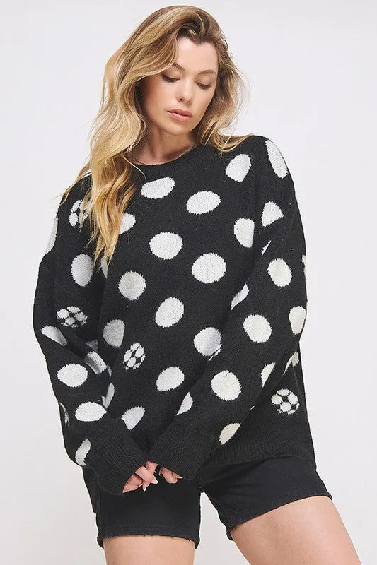 PLUS POLKA DOT/SOCCER BALL LONG SLV KNIT SWEATER sold by Charming Charlie product image thumbnail 2