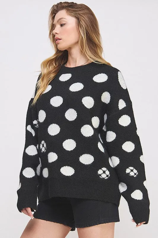 PLUS POLKA DOT/SOCCER BALL LONG SLV KNIT SWEATER sold by Charming Charlie product image thumbnail 3