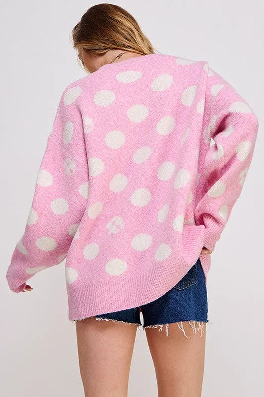 POLKA DOT/SOCCER BALL LONG SLEEVE KNIT SWEATER sold by Charming Charlie product image thumbnail 3