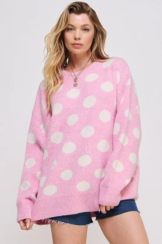 POLKA DOT/SOCCER BALL LONG SLEEVE KNIT SWEATER sold by Charming Charlie