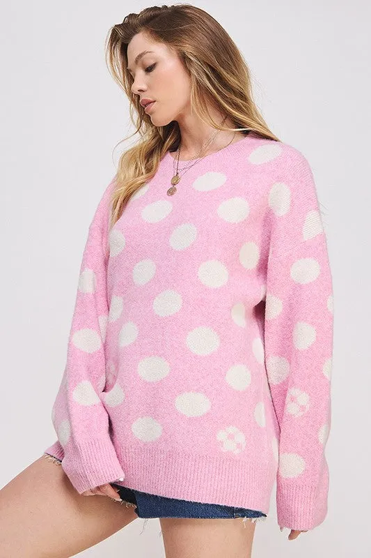 POLKA DOT/SOCCER BALL LONG SLEEVE KNIT SWEATER sold by Charming Charlie product image thumbnail 2