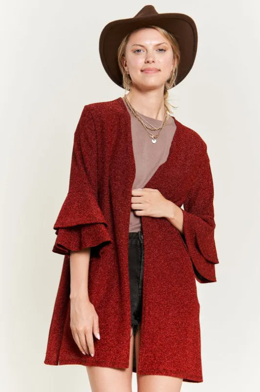 Glitter bell sleeve kimono cardigan sold by Charming Charlie