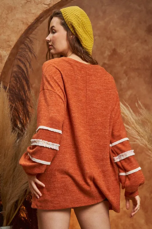 SLEEVE WITH TWEED TRIM TUNIC sold by Charming Charlie product image thumbnail 4