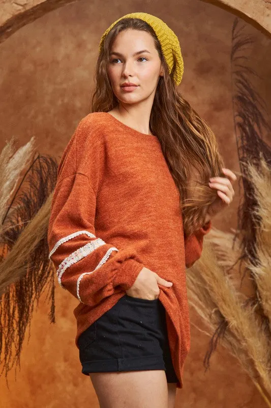 SLEEVE WITH TWEED TRIM TUNIC sold by Charming Charlie product image thumbnail 3