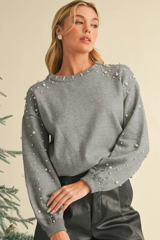 Pearl Drop Shoulder Round Neck Sweater sold by Charming Charlie product image thumbnail 4