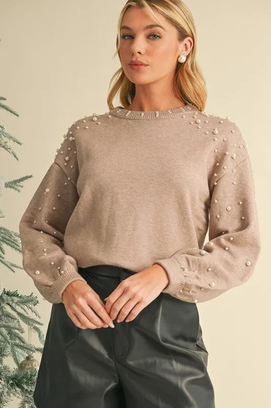 Pearl Drop Shoulder Round Neck Sweater sold by Charming Charlie