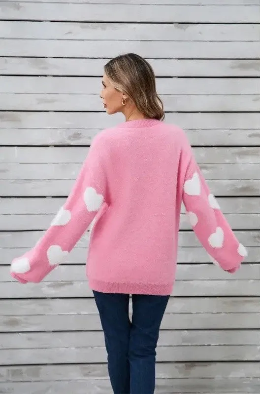 Fuzzy knit heart sweater sold by Charming Charlie product image thumbnail 2