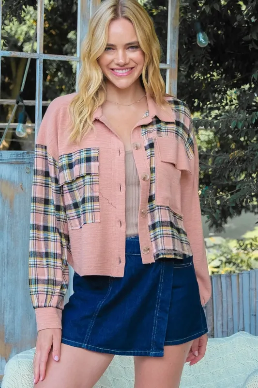 Hailey & Co Plaid Mixed Cropped Jacket sold by Charming Charlie
