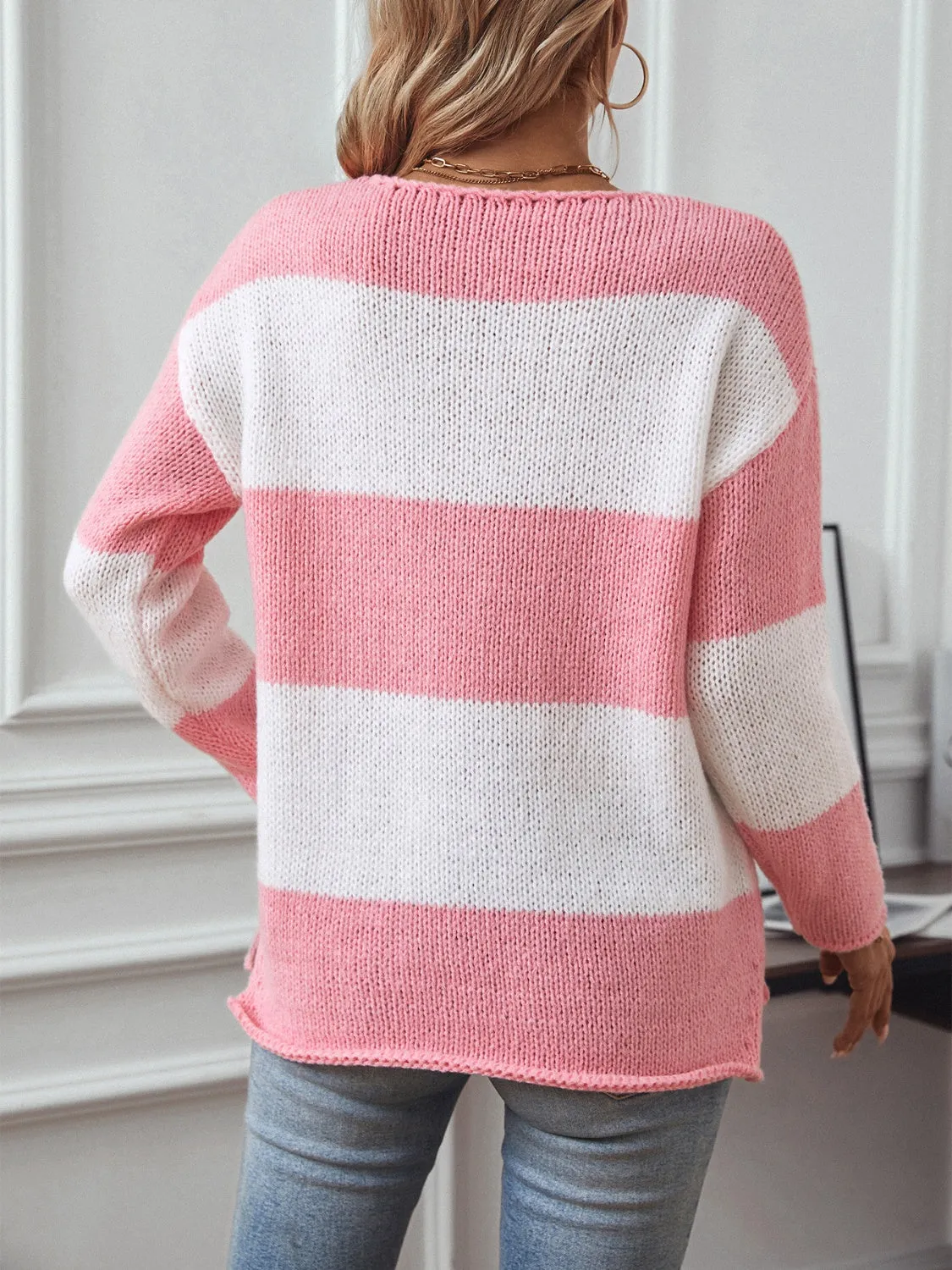 Color Block V-Neck Long Sleeve Sweater sold by Charming Charlie product image thumbnail 2
