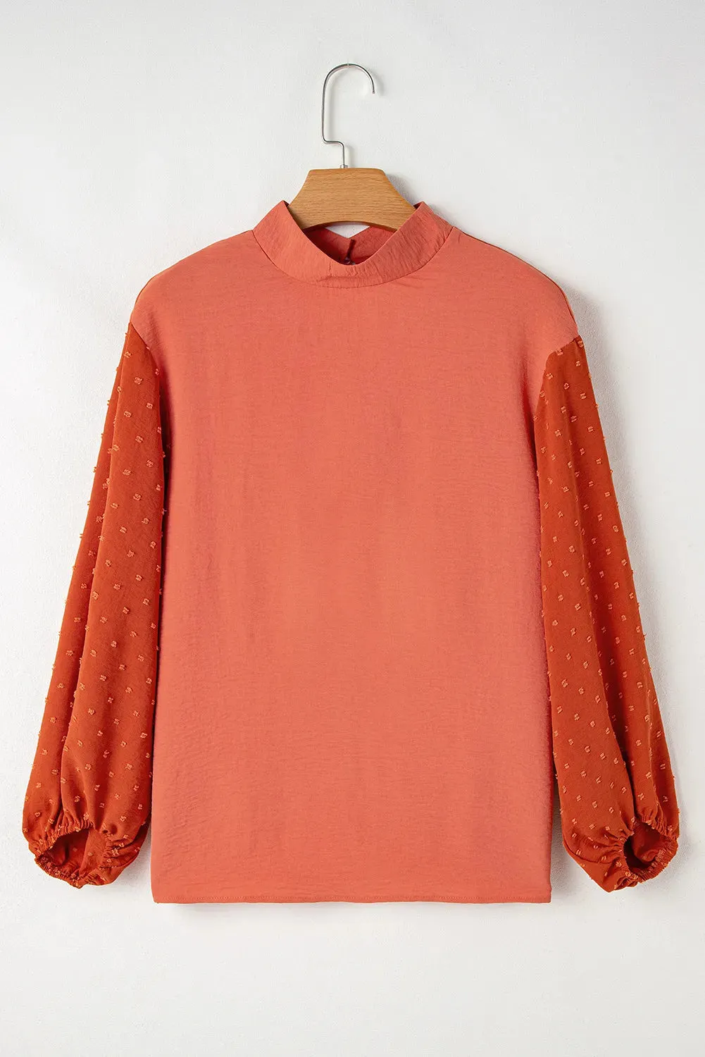 Swiss Dot Mock Neck Balloon Sleeve Blouse sold by Charming Charlie product image thumbnail 3