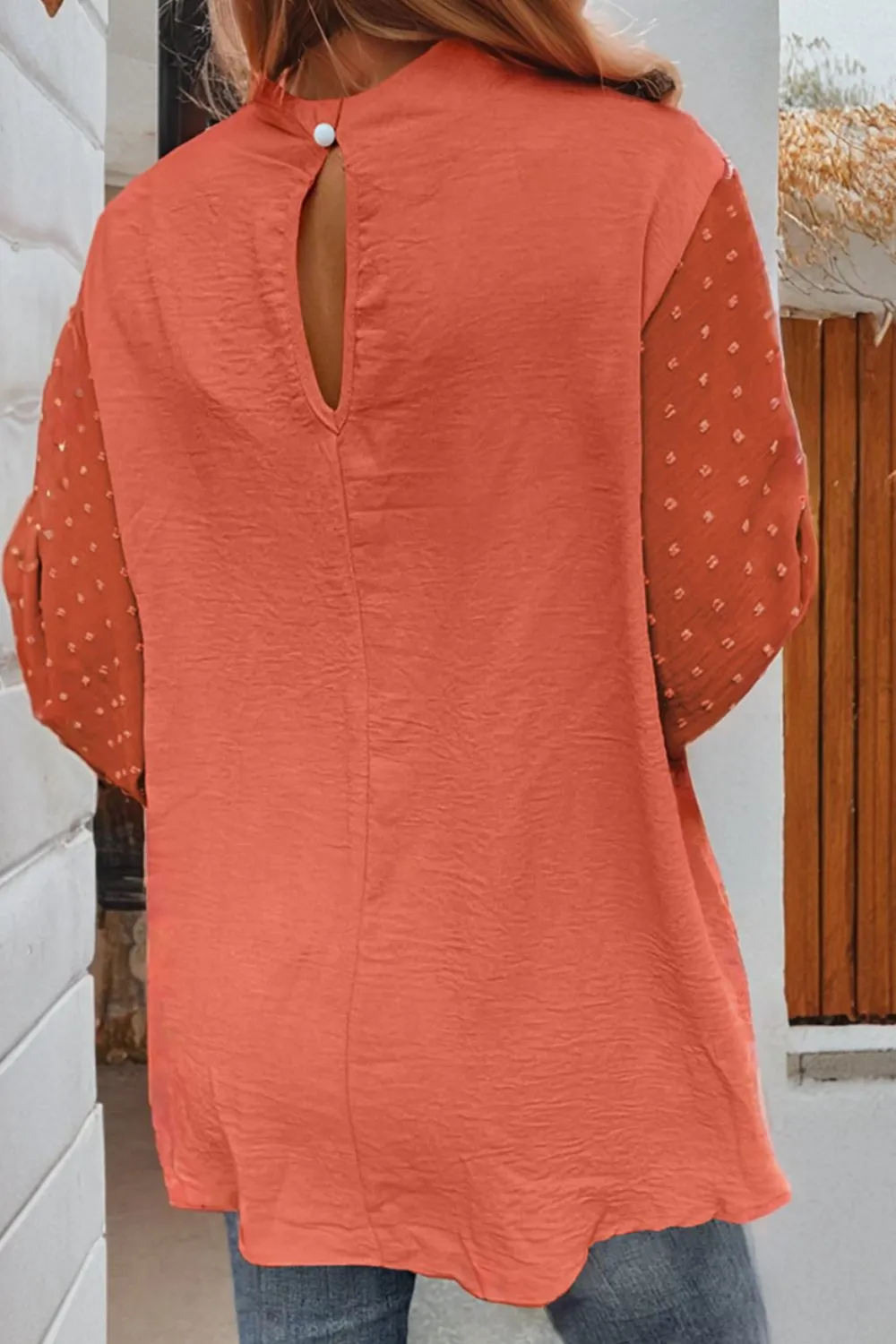 Swiss Dot Mock Neck Balloon Sleeve Blouse sold by Charming Charlie product image thumbnail 2