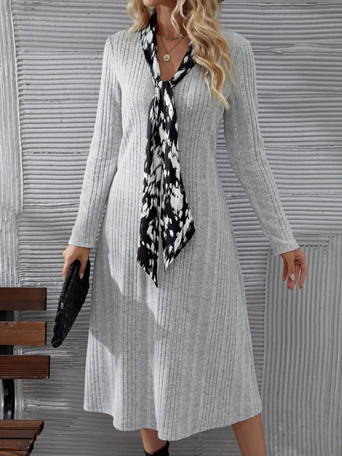 V-Neck Long Sleeve Midi Dress sold by Charming Charlie