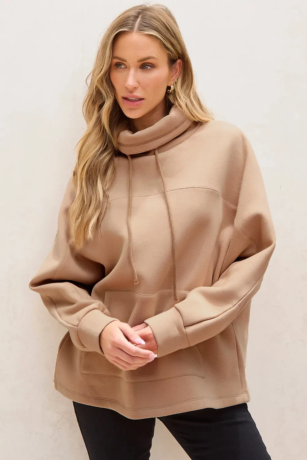 Drawstring Turtleneck Long Sleeve Sweatshirt sold by Charming Charlie product image thumbnail 3