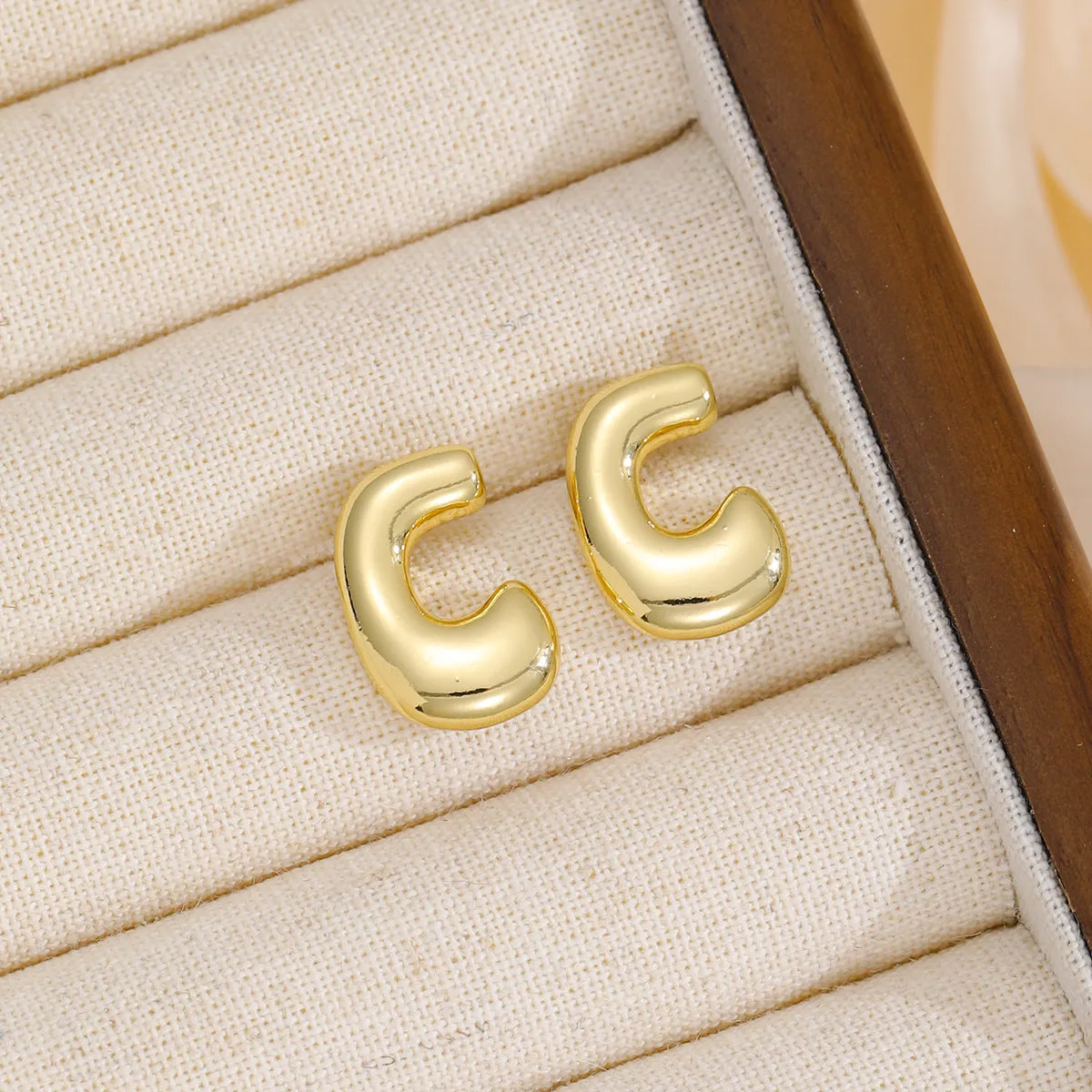 18K Gold-Plated Bubble Letter Stud Earrings sold by Charming Charlie product image thumbnail 4
