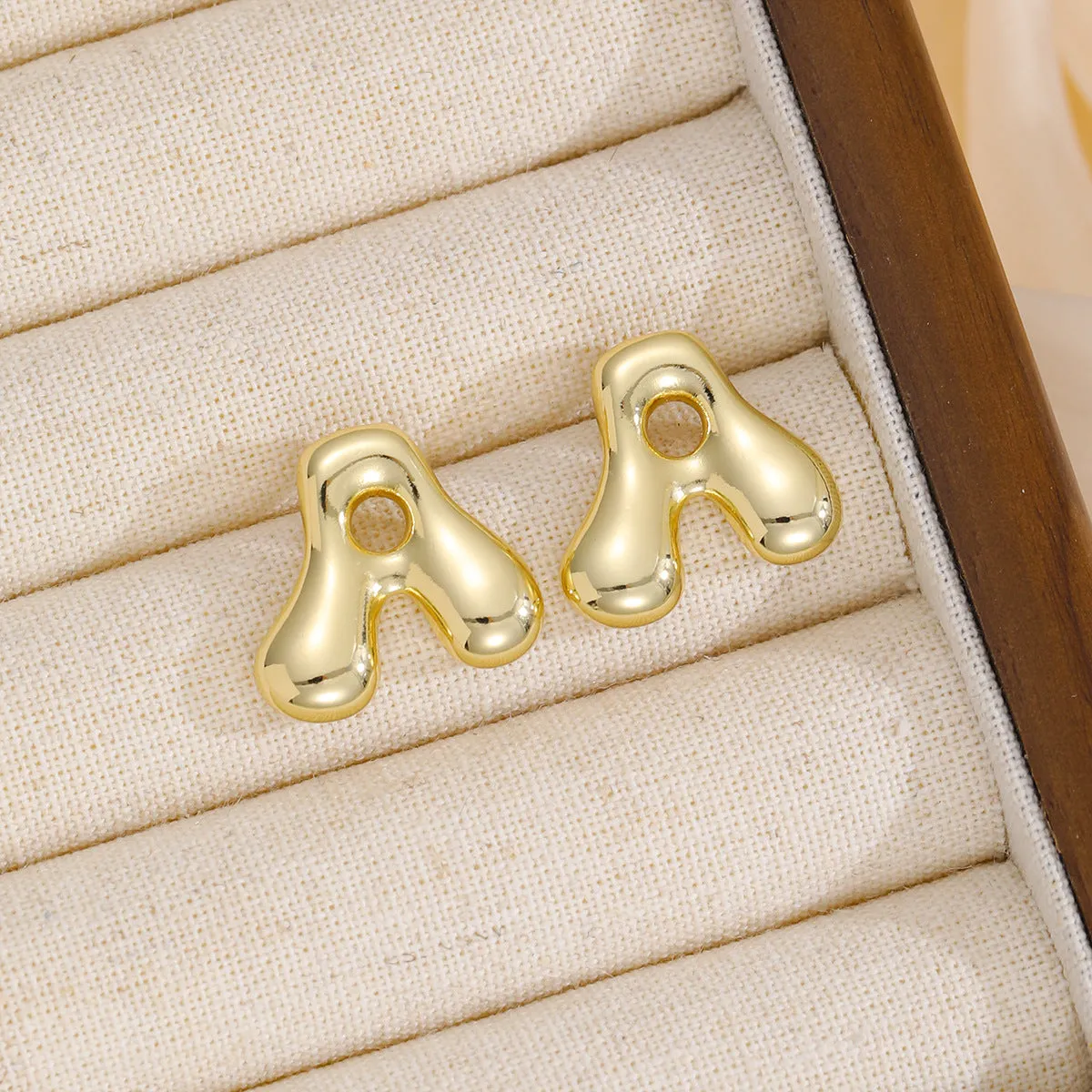 18K Gold-Plated Bubble Letter Stud Earrings sold by Charming Charlie product image thumbnail 2