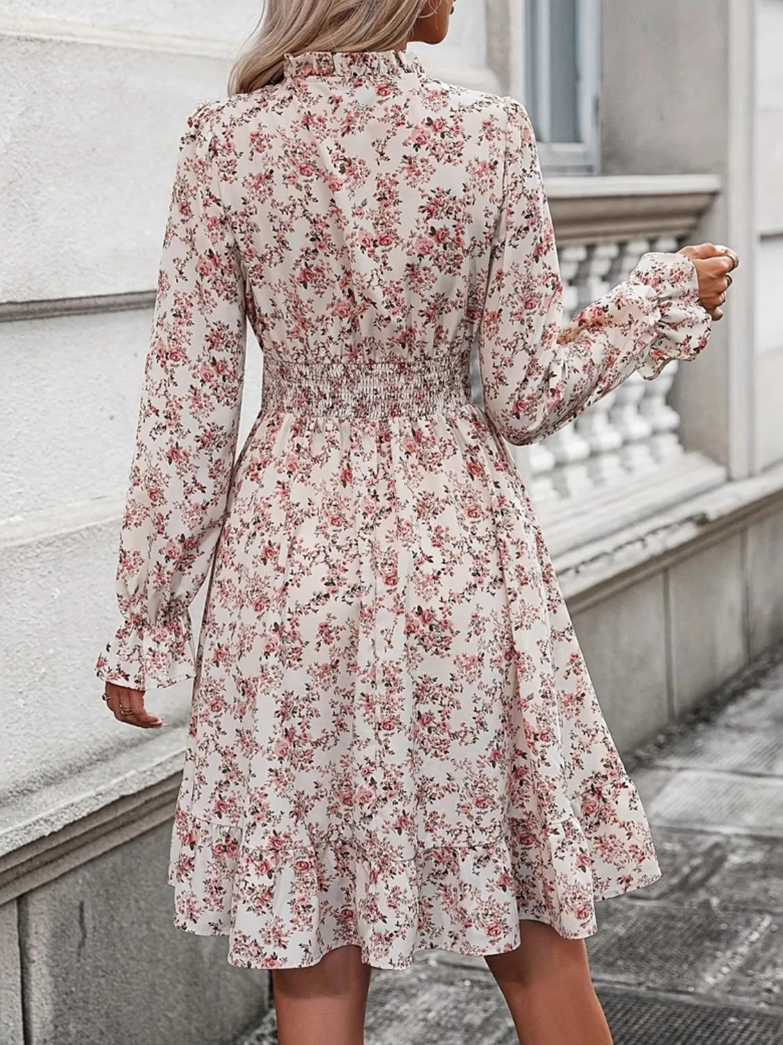 Ruffle Hem Floral Surplice Long Sleeve Dress sold by Charming Charlie product image thumbnail 2