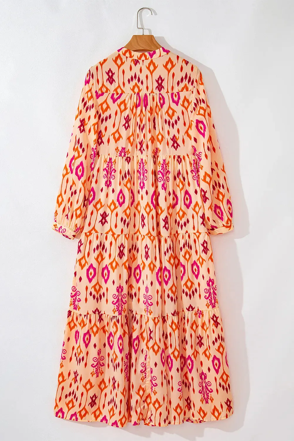 Tiered Printed Notched Long Sleeve Midi Dress sold by Charming Charlie product image thumbnail 3