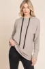 BOMBOM Contrast Drawstring Drop Shoulder Knit Hoodie sold by Charming Charlie