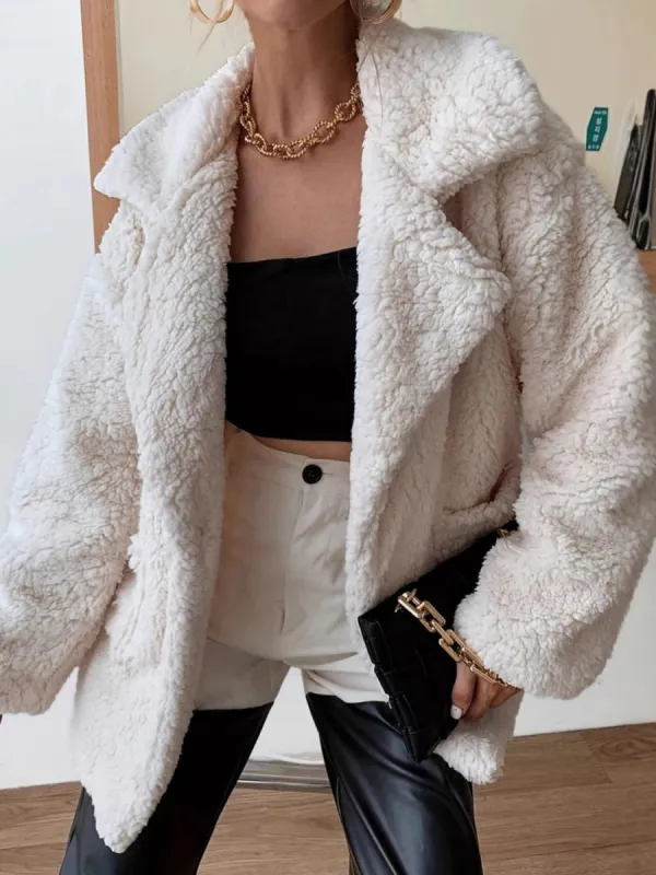Fuzzy Open Front Long Sleeve Coat sold by Charming Charlie
