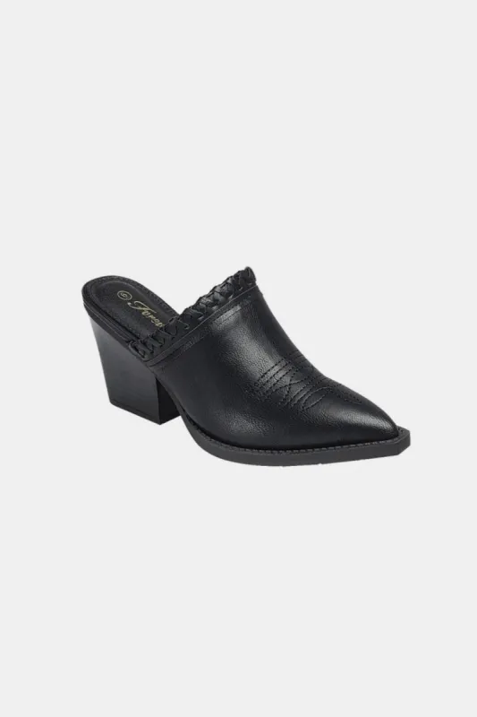 Forever Link Pointy Toe Slip On Chunky Mules sold by Charming Charlie