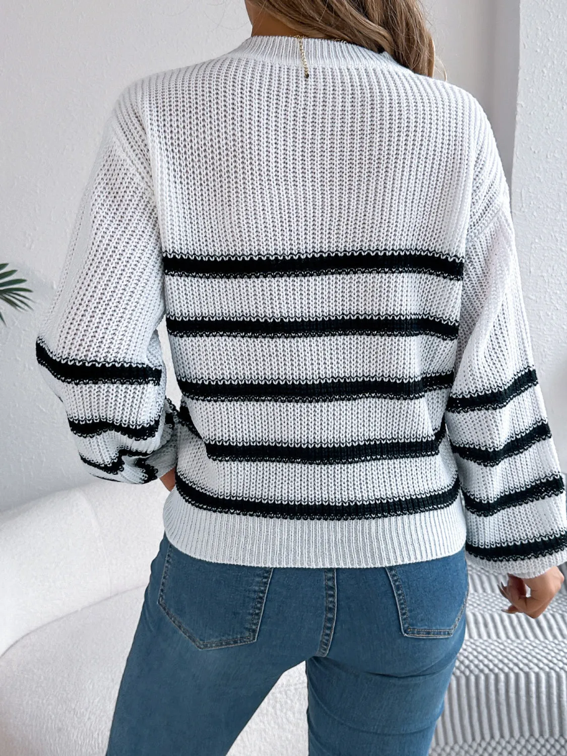 Striped Round Neck Long Sleeve Sweater sold by Charming Charlie product image thumbnail 2