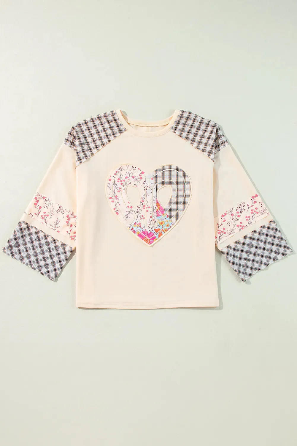 Heart Plaid Round Neck Long Sleeve Blouse sold by Charming Charlie product image thumbnail 3