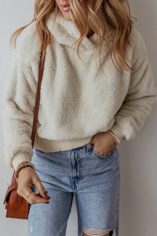 Fuzzy Dropped Shoulder Long Sleeve Hoodie sold by Charming Charlie