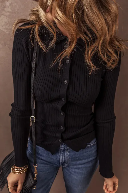 Button Up Collared Neck Cardigan sold by Charming Charlie