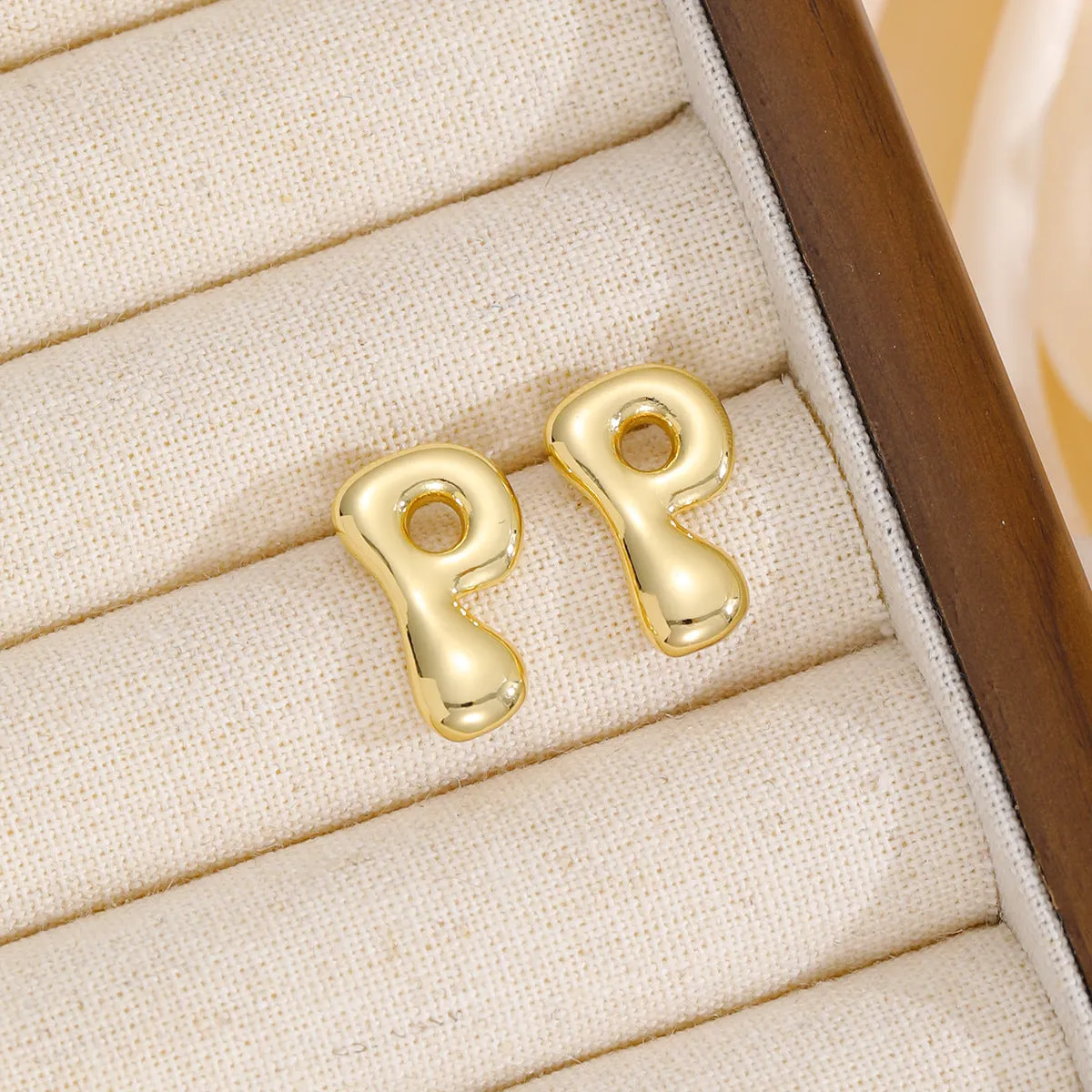 18K Gold-Plated Bubble Letter Stud Earrings sold by Charming Charlie product image thumbnail 4