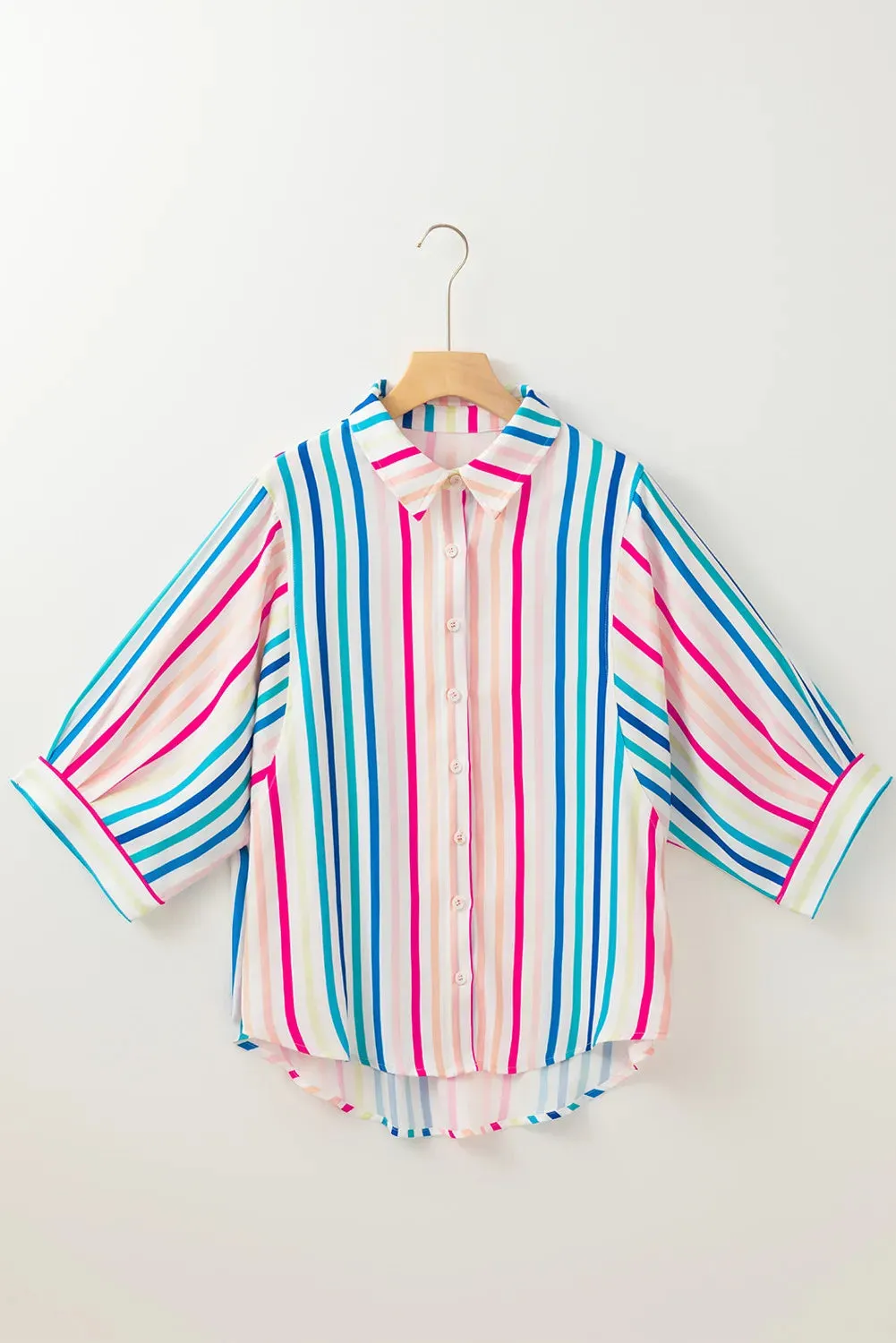 Contrast Stripes Collared Neck Button Up Shirt sold by Charming Charlie product image thumbnail 2