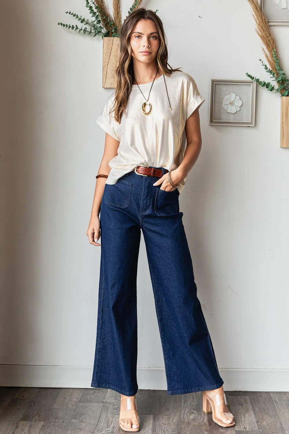 Mittoshop High Waist Wide Leg Jeans sold by Charming Charlie product image thumbnail 4