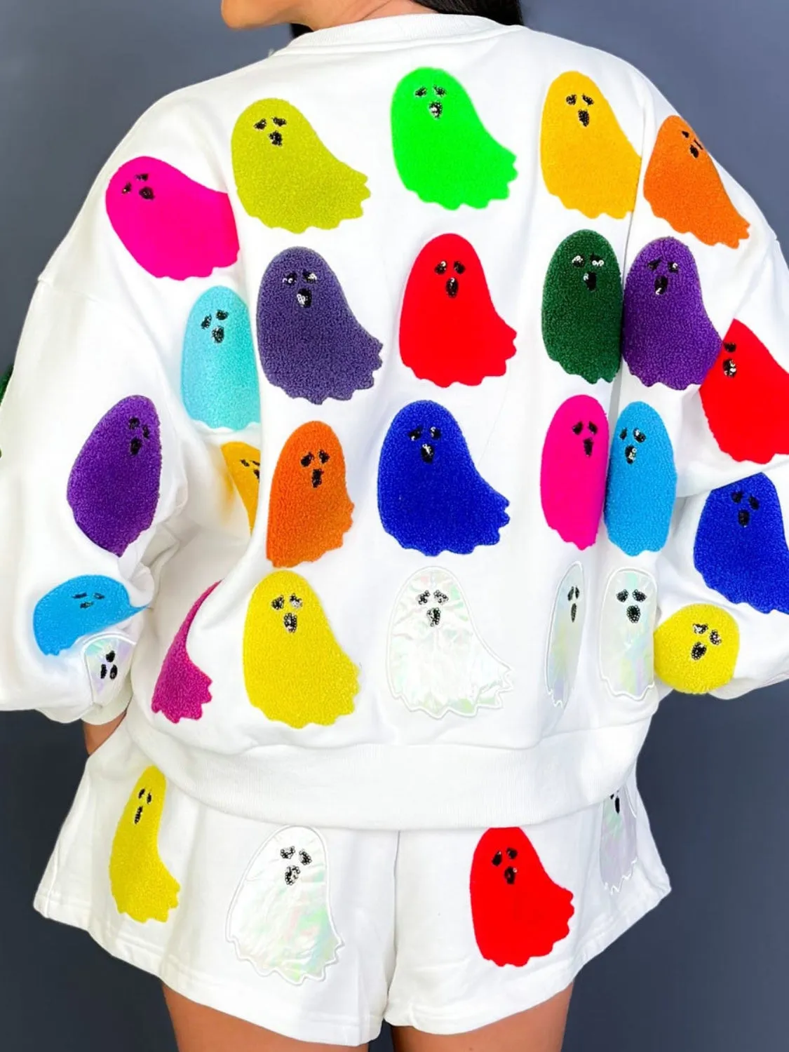 Ghost Printed Round Neck Long Sleeve Top and Shorts Set sold by Charming Charlie product image thumbnail 2