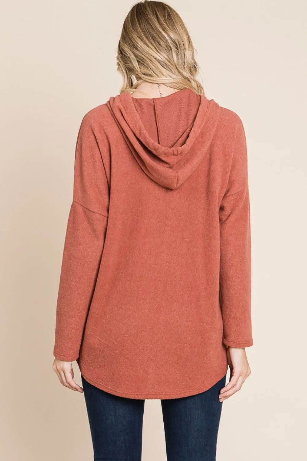 BOMBOM Contrast Drawstring Drop Shoulder Knit Hoodie sold by Charming Charlie product image thumbnail 2