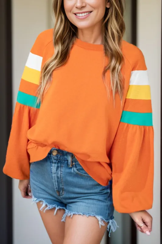 Contrast Round Neck Long Sleeve Blouse sold by Charming Charlie
