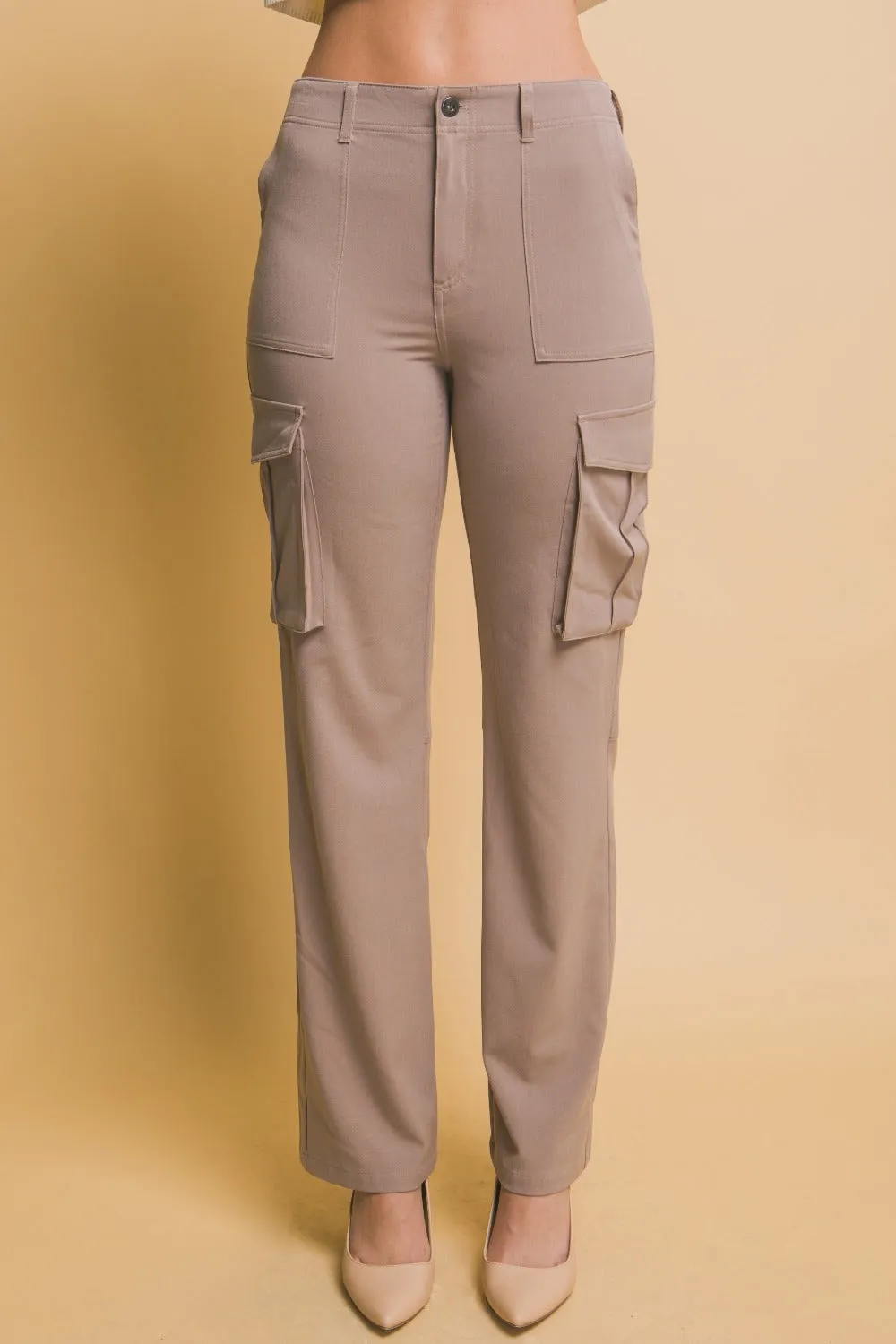 Love Tree High Rise Cargo Pants with Pockets sold by Charming Charlie