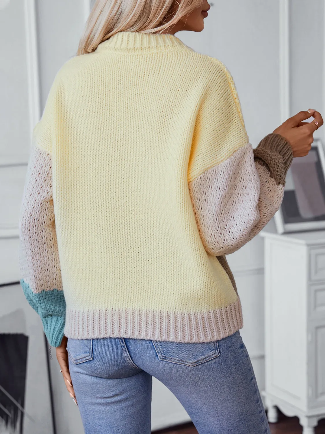 Color Block Round Neck Dropped Shoulder Sweater sold by Charming Charlie product image thumbnail 2