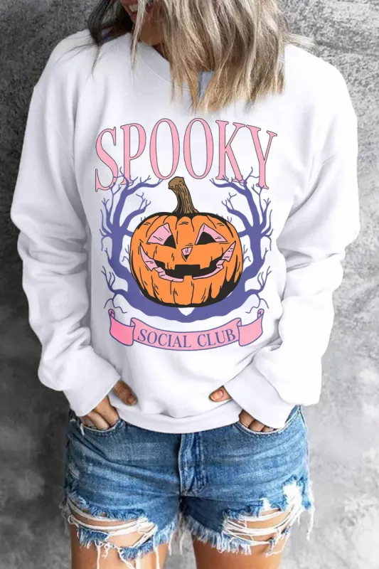 Jack-O'-Lantern Round Neck Long Sleeve Sweatshirt sold by Charming Charlie
