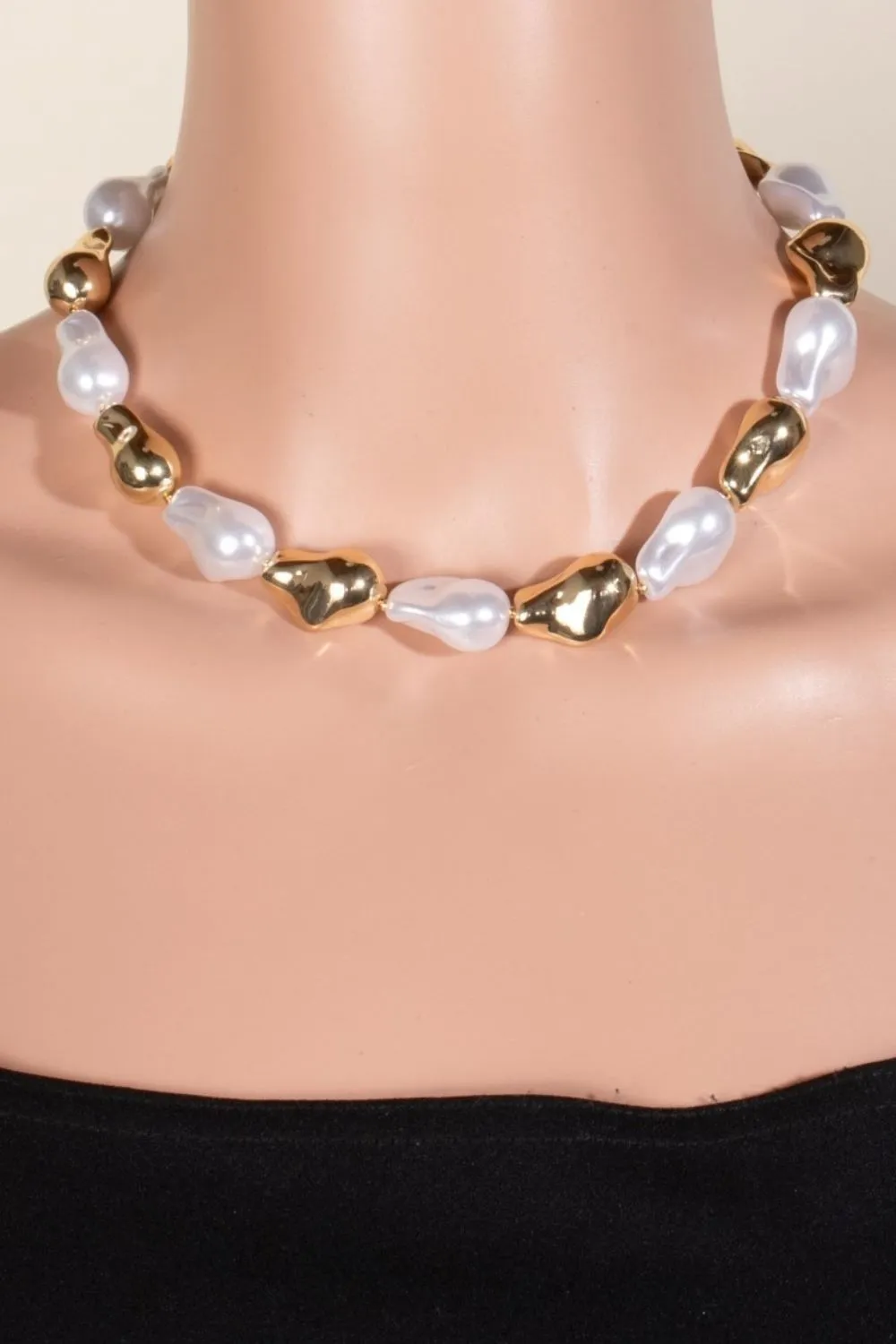 Fame Synthetic Pearl and Metallic Beaded Necklace sold by Charming Charlie product image thumbnail 3