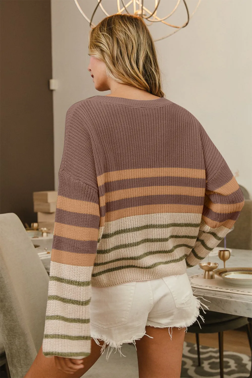 BiBi Color Block Striped Long Sleeve Sweater sold by Charming Charlie product image thumbnail 2
