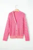 Striped V-Neck Button Up Cardigan sold by Charming Charlie