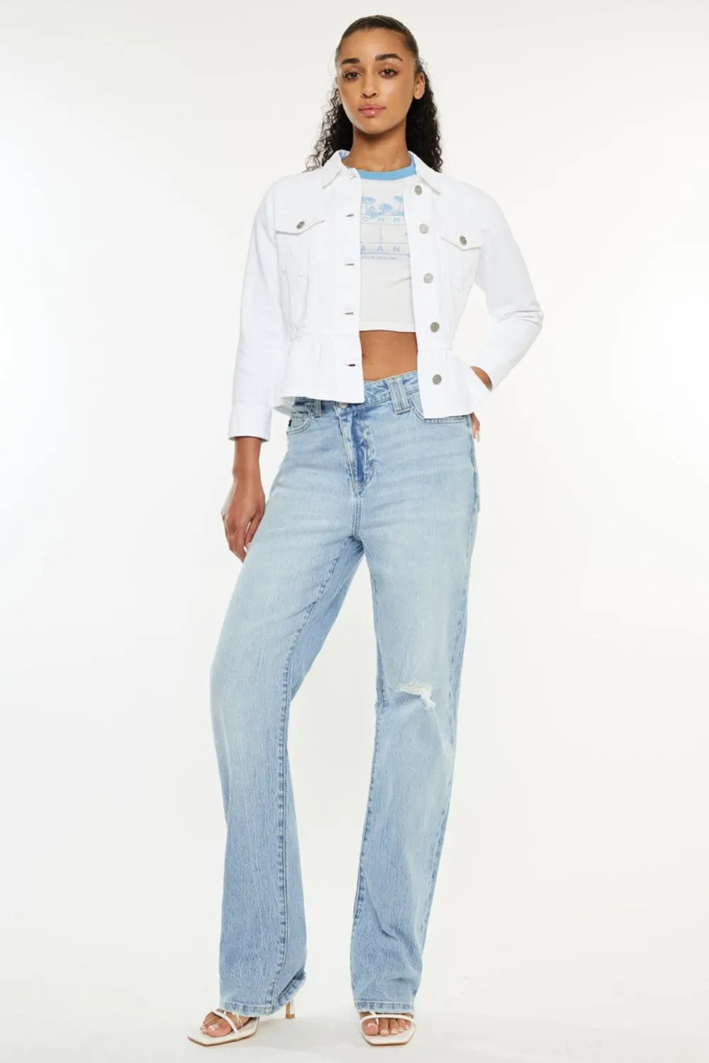 Kancan Distressed High Waist Straight Jeans sold by Charming Charlie