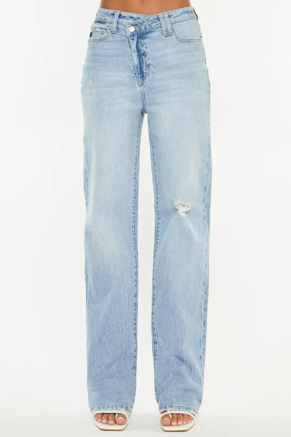 Kancan Distressed High Waist Straight Jeans sold by Charming Charlie product image thumbnail 5