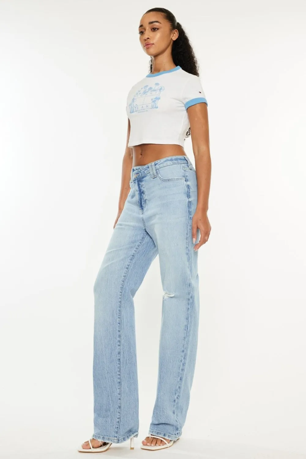 Kancan Distressed High Waist Straight Jeans sold by Charming Charlie product image thumbnail 3