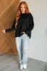 It's The Little Things Relaxed Scuba Pullover in Black sold by Charming Charlie