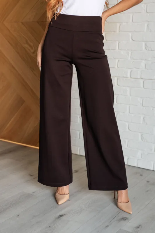 Magic Wide Leg Pants in Chocolate sold by Charming Charlie
