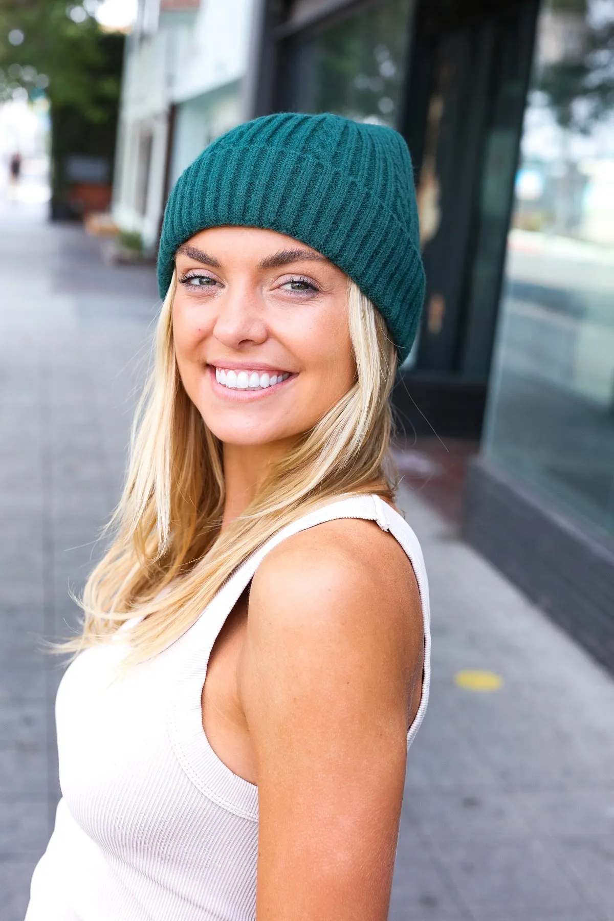 Emerald Cable Knit Beanie sold by Charming Charlie product image thumbnail 5