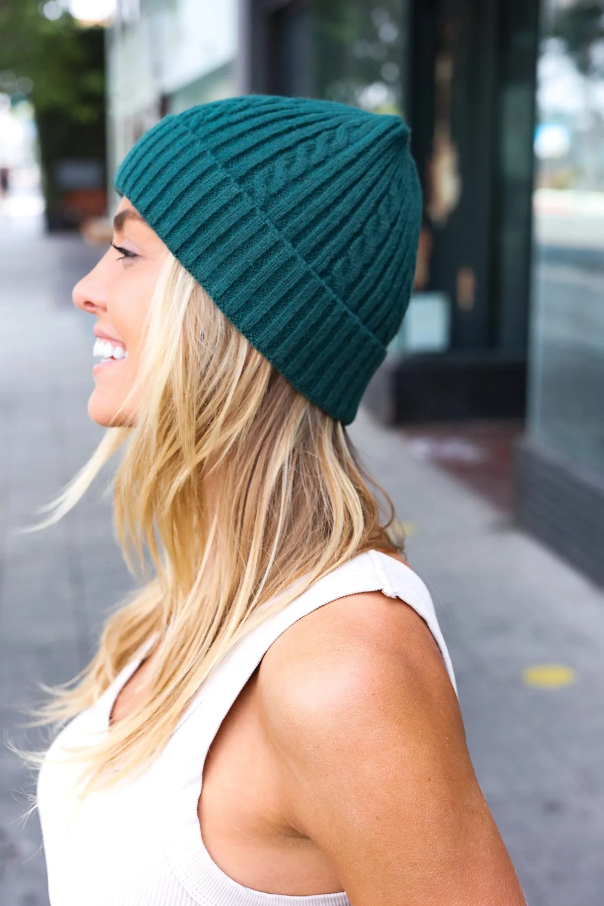 Emerald Cable Knit Beanie sold by Charming Charlie product image thumbnail 3
