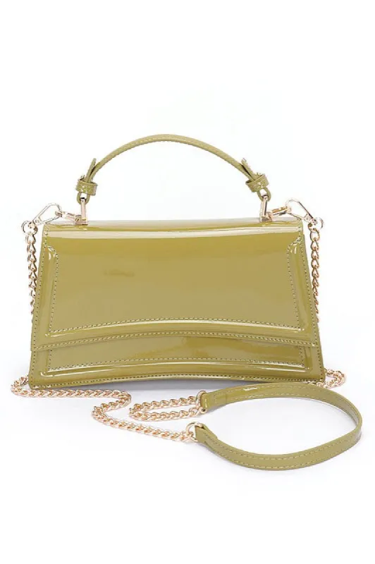 Patent Faux Leather Top Handle Crossbody Bag sold by Charming Charlie